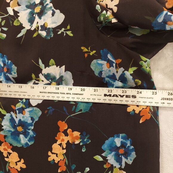 Calvin Klien Blouse Womens 1X black colorful floral flowy Boho Business Casual - Picture 3 of 12